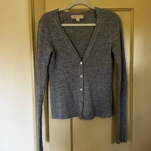 Michael Michael Kors Women Size Medium Gray Sweater Button Cardigan